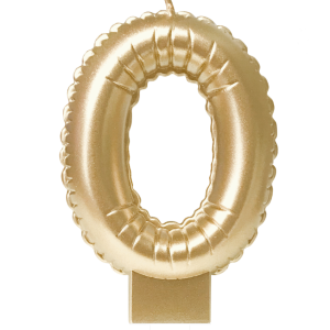 Cijfer kaarsjes | Folieballon | Lengte: 10cm | Kleur: Goud | Cijfer: 0