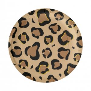 Papieren borden | 23cm | 8 stuks | Thema: Luipaard | Kleur: Bruin
