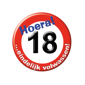 Button klein | Thema: Verkeersbord | Leeftijd: 18 jaar | Diameter: 5,5cm