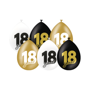 Ballonnen | Thema: Celebration! | Leeftijd: 18 jaar | Kleur: Zwart Goud | 6 stuks